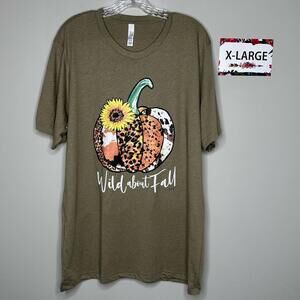Olive Pumpkin XL Fall tee shirt cowhide sunflower